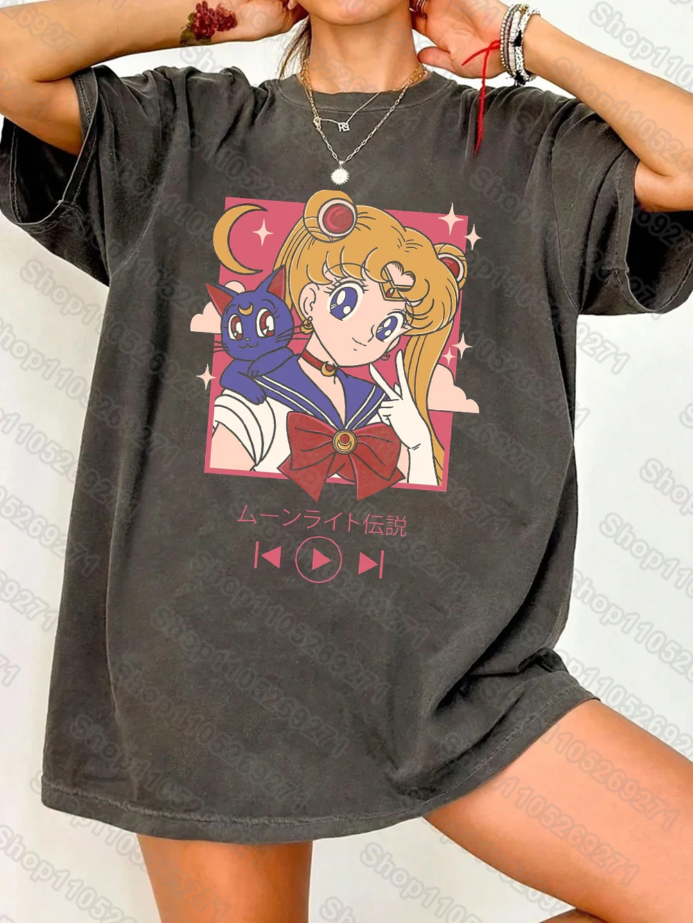 Retro 90s Sailor Moon Graphic Cotton Streetwear Tee