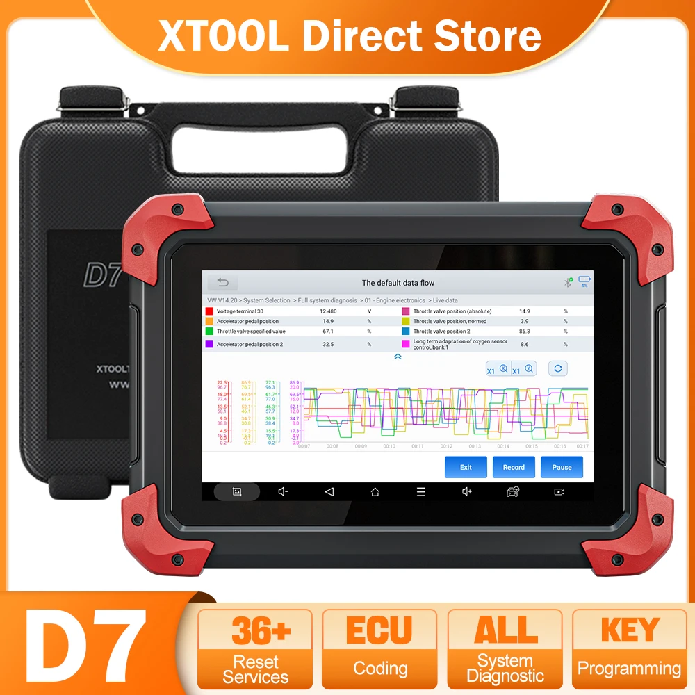 XTOOL D7 Key Programmer OBD2 Car Diagnostic Tools Scanner ALL System TPMS Reset Active Tests ECU Code Reader OBD2 Scanner CAN FD automotive diagnostic scanner
