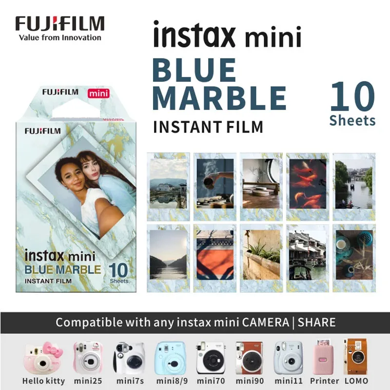 Nowe 10-50 arkuszy Fujifilm Instax Mini Film czarne oprawki papier fotograficzny tęczowy Macaron dla Mini 11 9 8 7s 70 25 50 90 SP-2