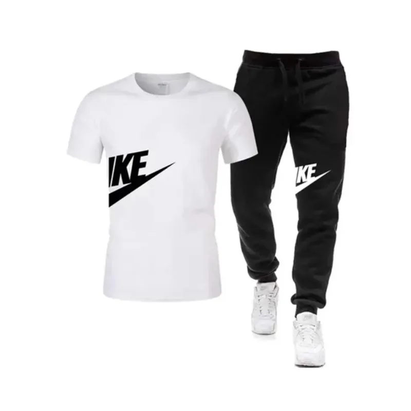 Men's Comfortable Two-piece Set 2024 Men's Casual Fitness Sportswear Short Sleeved T-shirt+long Pants Men's Casual Sportswear summer fashion casual men s track suit beach sportswear sportswear short sleeved t shirt 2 piece set long pants large size