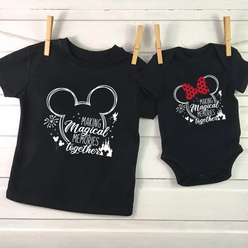 2024 Disney Trip Mickey Minnie Mouse Family Matching Shirts Cotton Dad Mom Bro Sis Kids T Shirt Baby Rompers Matching Clothes 6