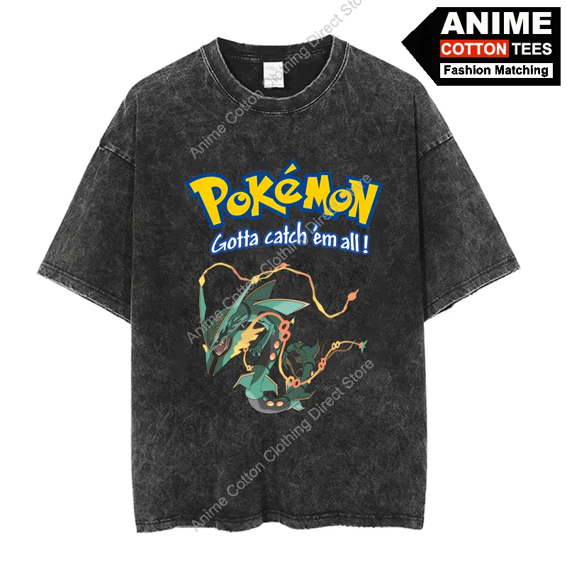 

Pokémon Rayquaza T Shirt Cartoon Anime Pokemon Cute Elf Print Clothes Y2k Harajuku Casual Unisex Oversized T-shirt Cotton Tees