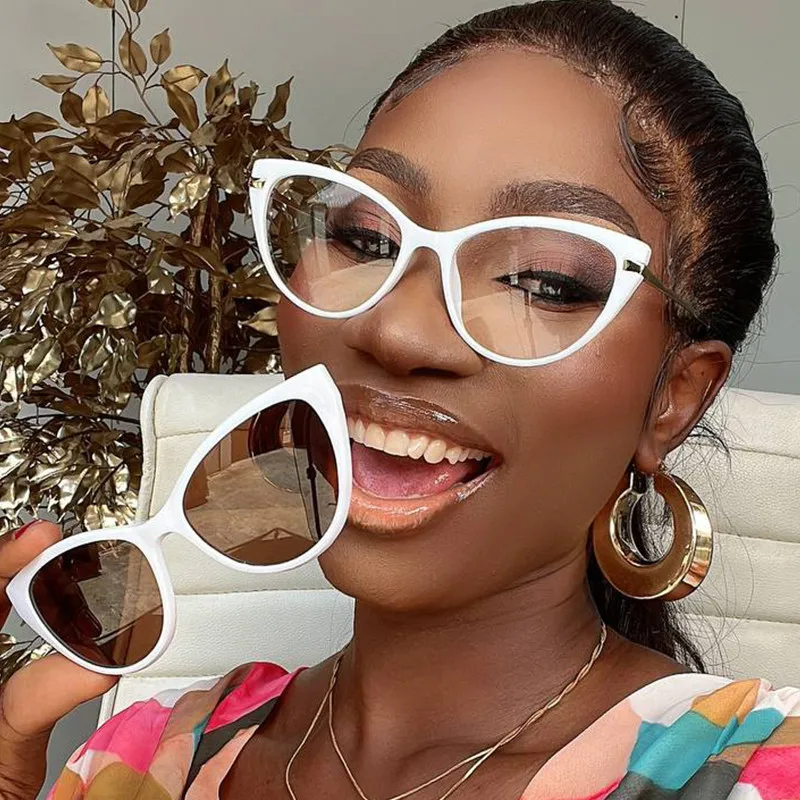 Brand Fashion Nearsighted Glasses Women White Cat Eye Polarized Sunglasses Spring TR90 Prescription Eyeglasses Clips On Glasses 4