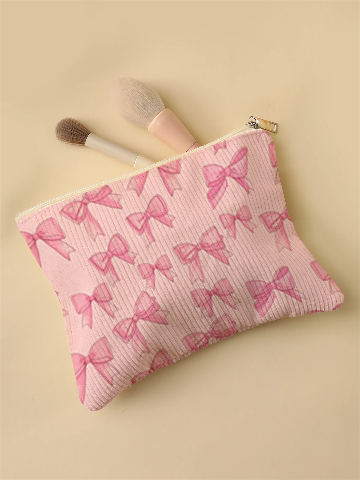 Corduroy Travel Cosmetic Bag Portable Makeup Storage Bag Purses Women Large Capacity Zipper Make Up Organizer Storage Clutch