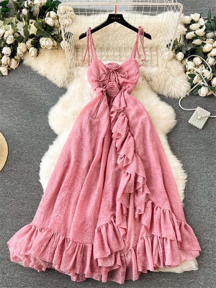Pulcykp Spaghetti-Bandage-Kleid Damen Sommer - Ärmelloses Langes Kleid Für Hochzeit & Party