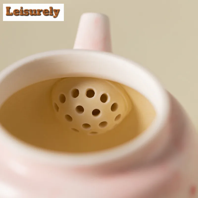 90ml Hand-painted Peach Blossom Teapot Antique Tea Infuser Pot Tea Making Kettle with Strainer Tea Ceremony Supplies Ornaments