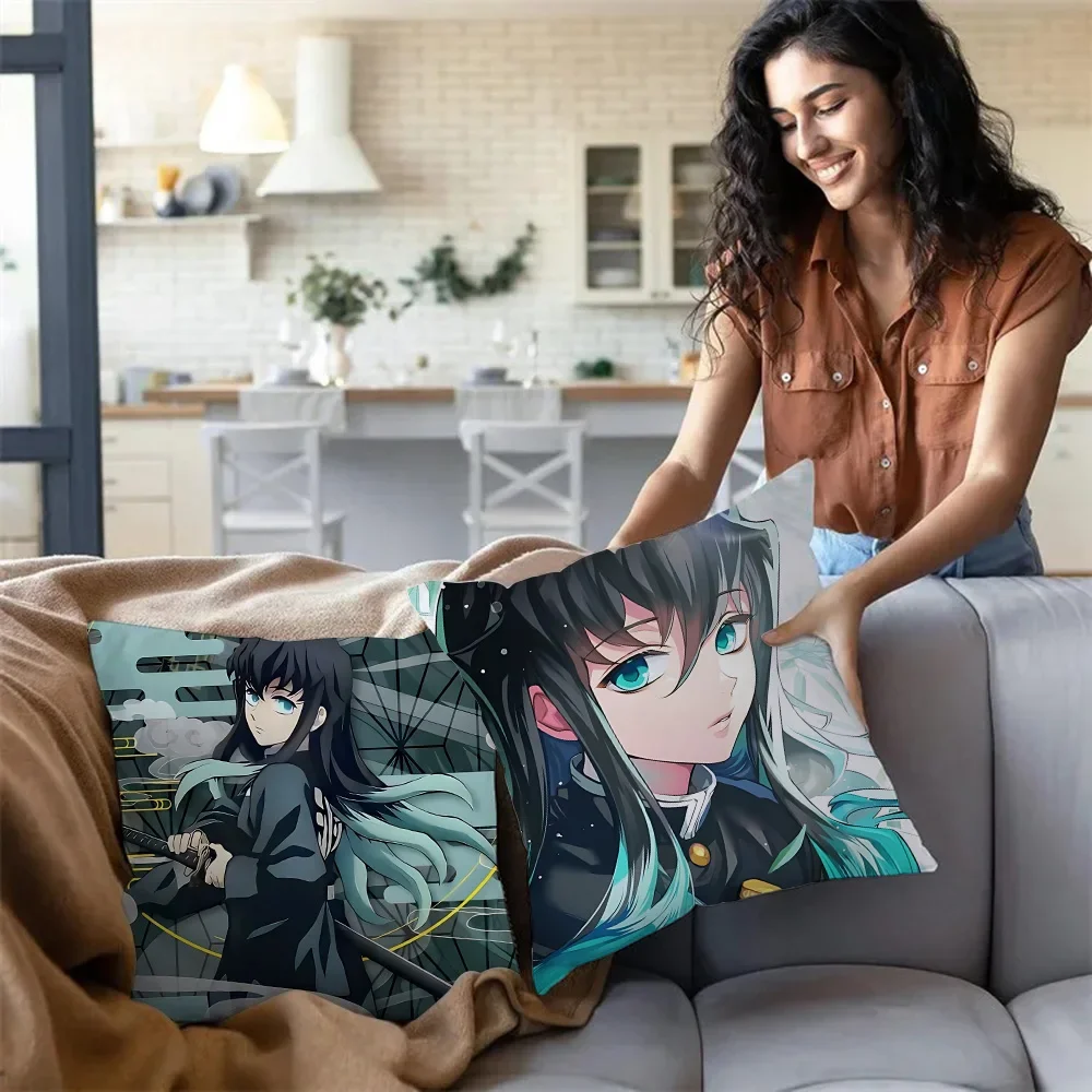 Muichiro Tokito Anime Pillow Covers Cartoon Sofa Decorative Home Double-sided Printing Short Plush Cute Cushion Cover