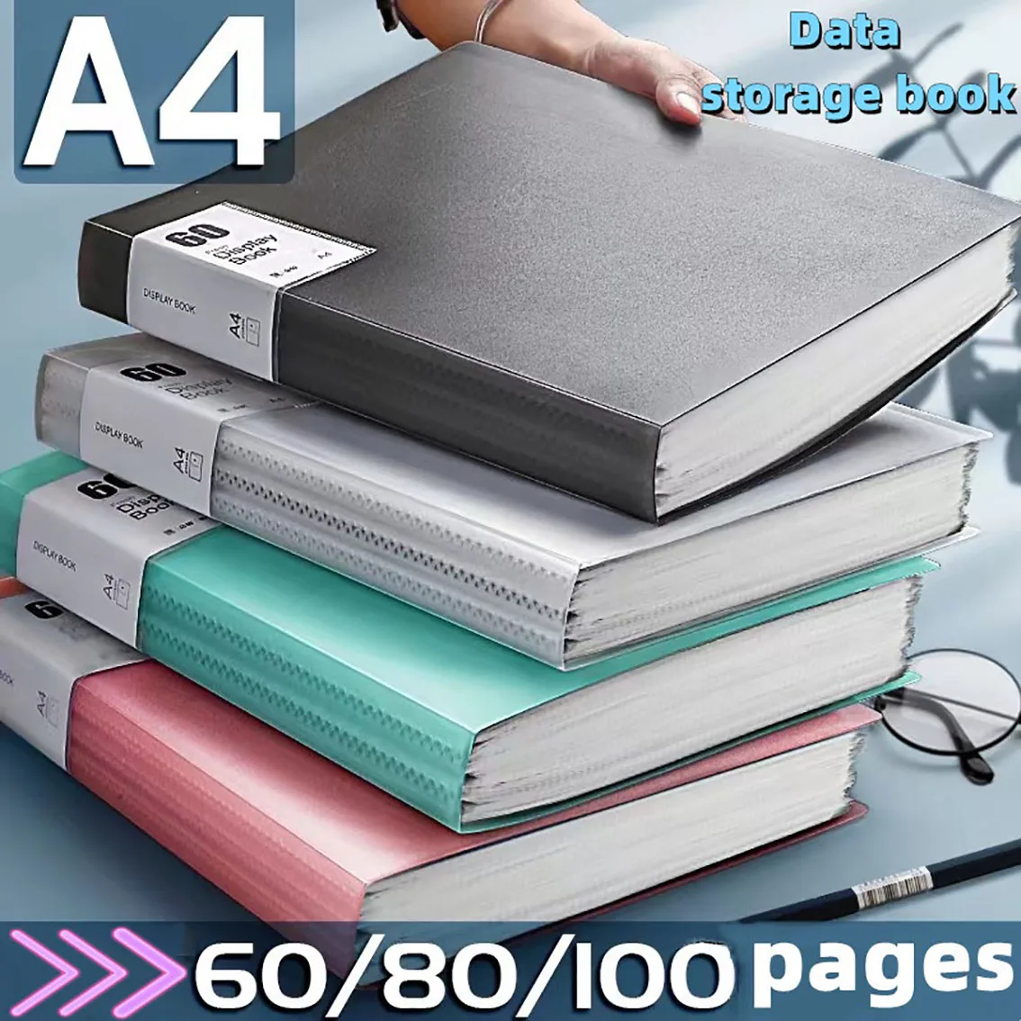 60Page A4 Storage Folder - Durable & Fashionable with Clear View Panels - Morandi Color Collection - Organized Space-Saving 2
