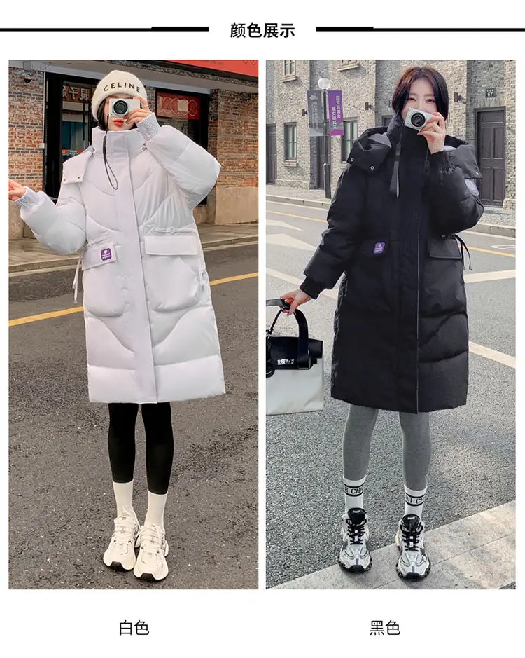 Oversized Winter Hooded Parker Women Down Jacket 2026 New Thicken Cotton Padded Coat Fashion Long Overcoat Female Warm Parkas