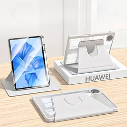 360 - Degree Rotating Transparent Case with Pencil Holder for Honor Pad 10 12.1 (Silver)