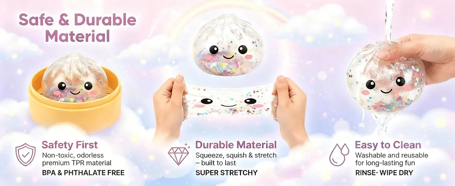 Dumpling Squishy- Glitter Dumplings,Dumpling Squishys Glitter