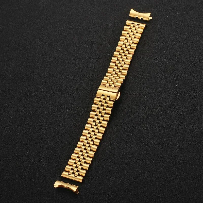 Stainless Steel Solid Watch Band Strap with Hollow Arc Interface