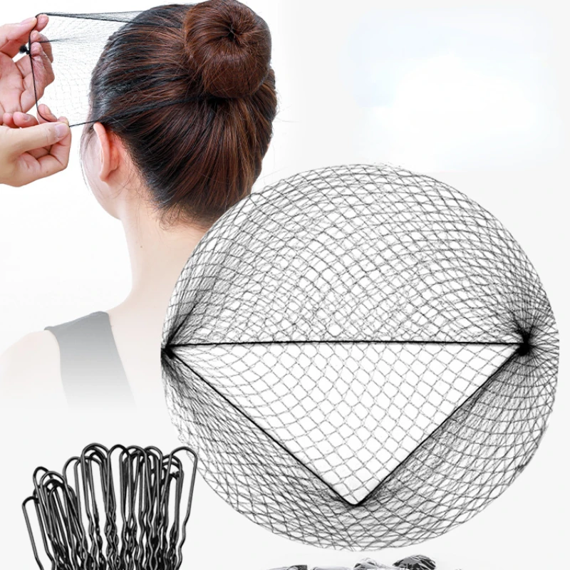 20 개/몫 롤빵에 대 한 보이지 않는 춤 Hairnet 가발에 대 한 나일론 Hairnet 머리 그물 직조 일회용 여성 헤어 스타일링 도구 20Inch 5mm