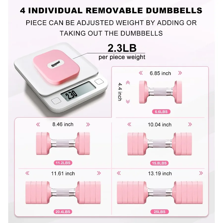 25LB Each [50 LBS Pair] Adjustable Dumbbell Set Free Weights Dumbbells Set for Women Men Hand Weights Sets Adjust Dumbbell Weigh