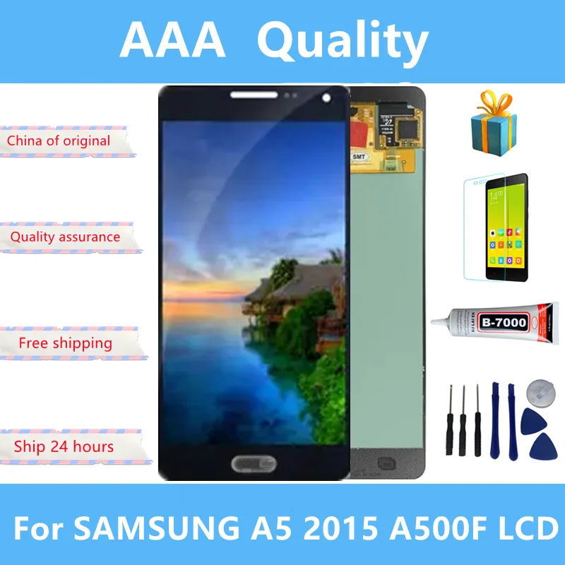 

High Quality For Samsung A5 2015 LCD Display Screen Touch Digitizer Assembly For SM-A500F A500M With Adjustable Brightness