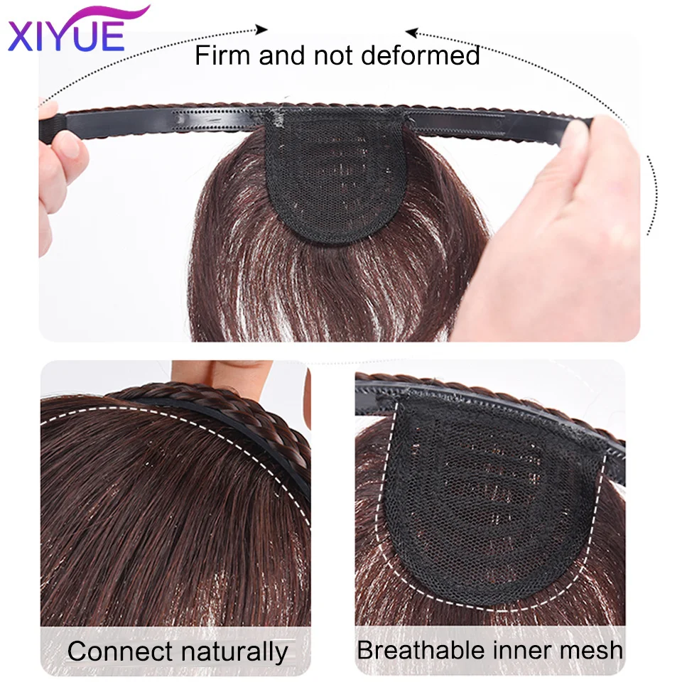 Synthetic Fake Bangs Hair Neat Rhinestone hairband With Braids Headband Heat Resistant Bangs In Hair Extensions Hairpieces Hair