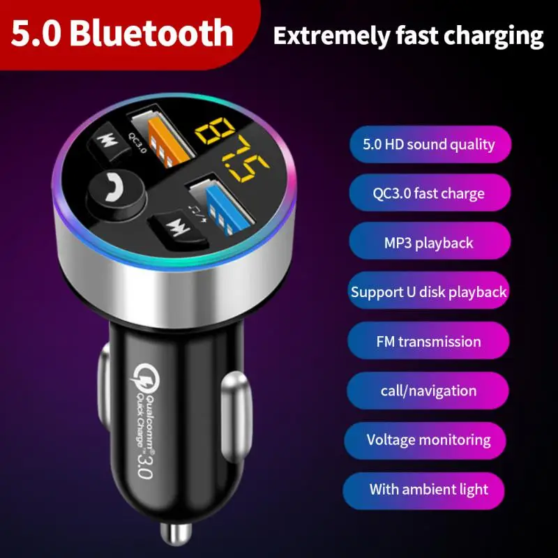 

Car Bluetooth FM Transmitter Audio Receiver 3.1A Fast USB Car Charger Portable Car USB Fast Charger Mp3 Player Support U Disk