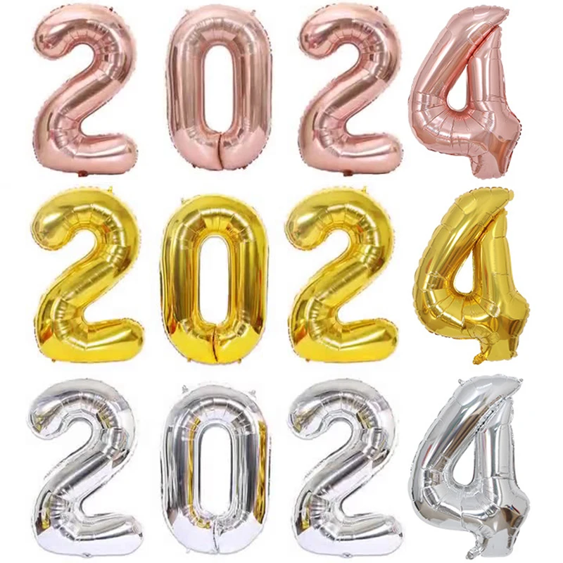  Gold Happy New Year Balloons, 16 Inch 2024 Balloons