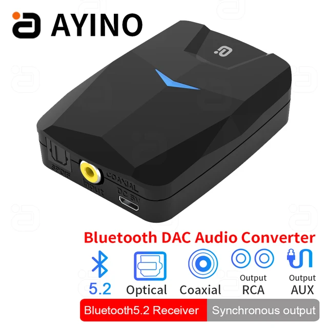 Unnlink DAC Audio Converter Digital To Analog Adapter Bluetooth 5.0 Optical  Coaxial SPDIF to RCA 3.5mm Jack Audio Amplifier