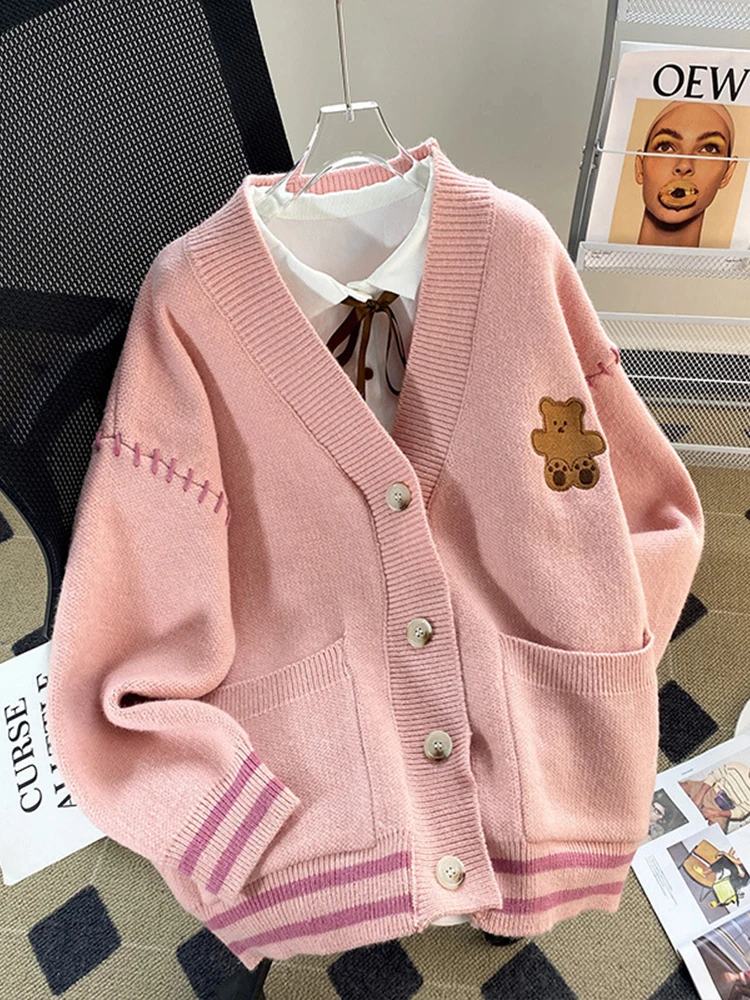 Preppy Aesthetic Clothes for Teen Girls Cute Cardigan Kawaii