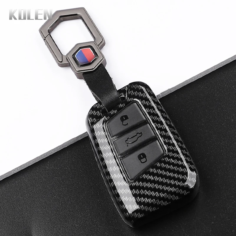 Carbon Fiber Style Car Key Case Cover