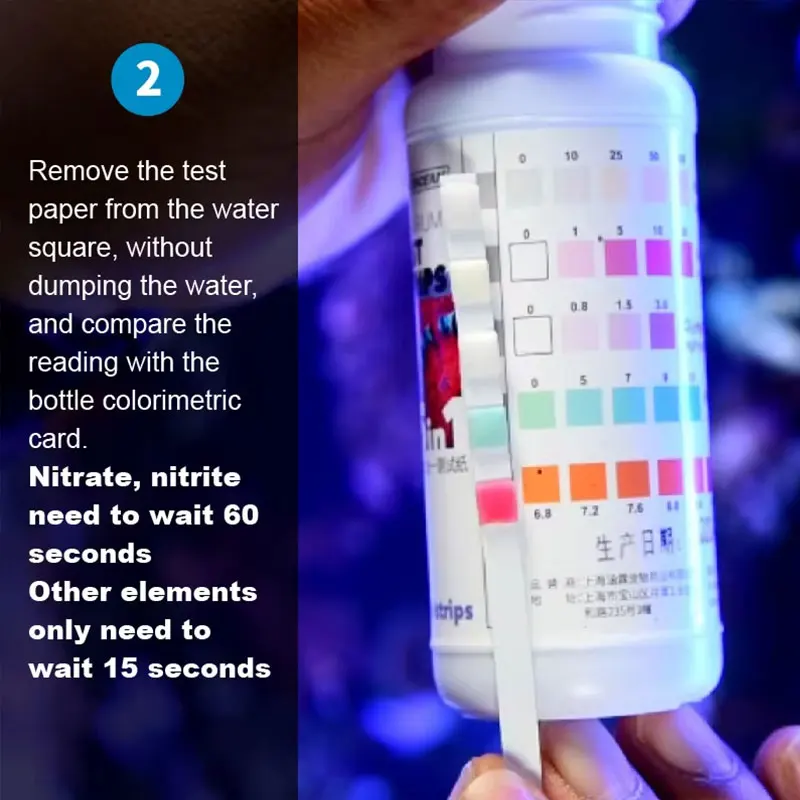 Vatocean saltwater aquarium 5-in-1 test paper NO3 NO2 CL2 KH PH water quality monitoring stick nitrite for saltwater
