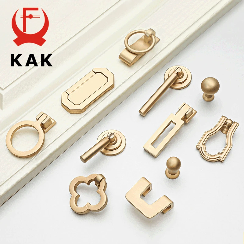 KAK European Style Vintage Gold Cabinet Pulls Solid Zinc Alloy Kitchen Cupboard Handle Drawer Knobs Furniture Handle Hardware