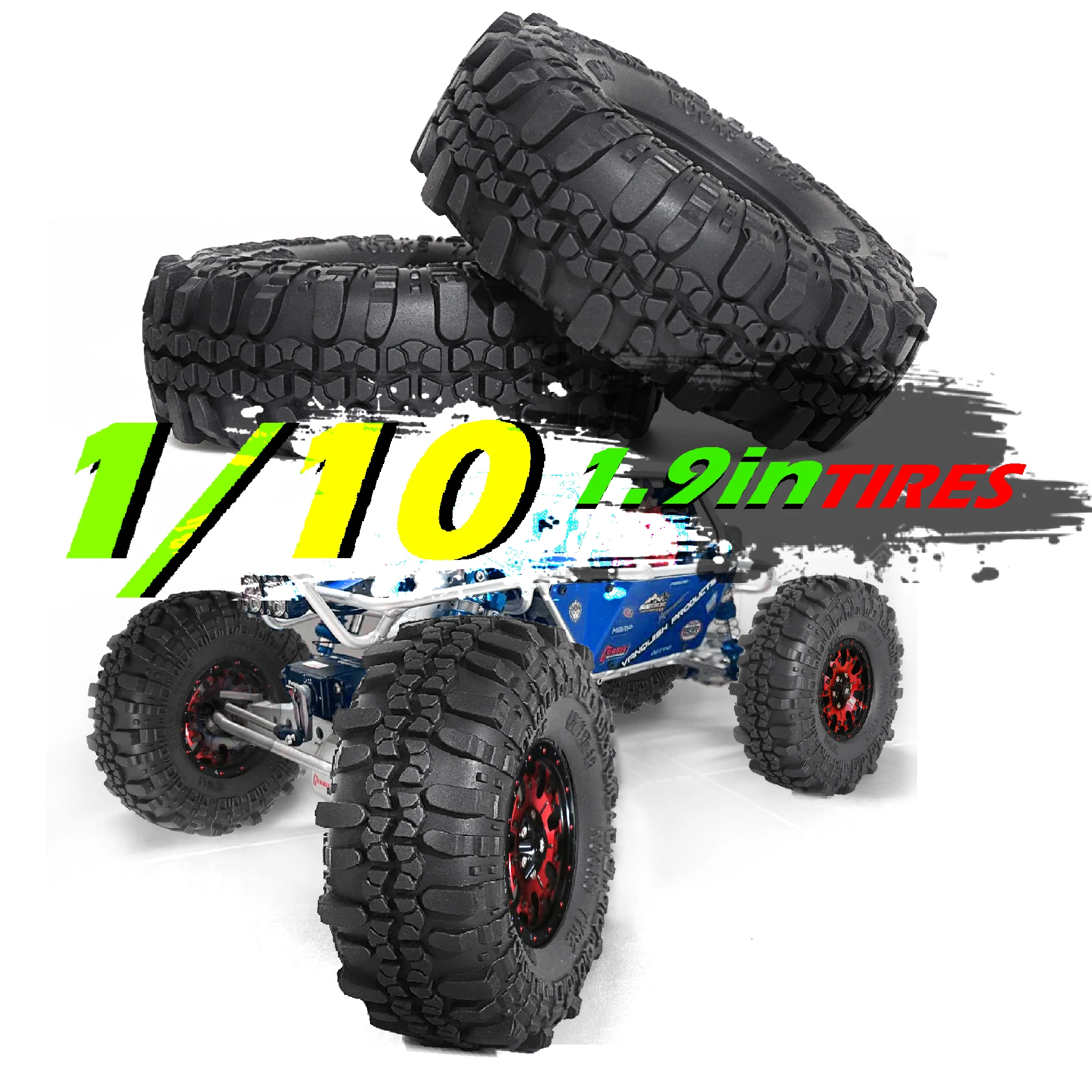 Pneus RC Crawler 4pçs 1/10 Todo Terreno Borracha de Alta Resistência