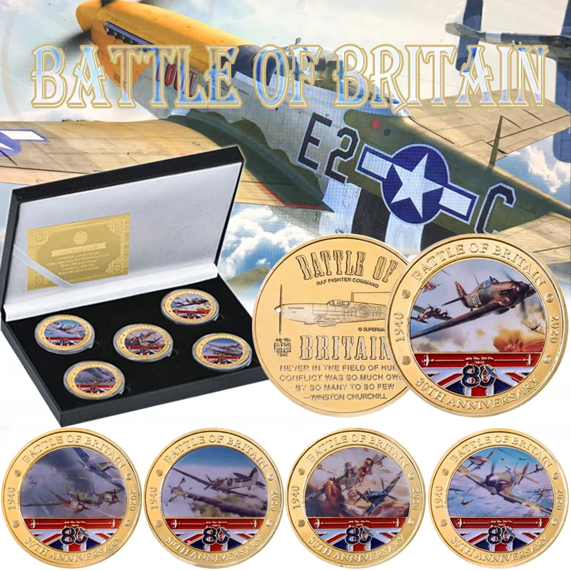 

Battle of Britain 80Th Anniversary Gold Plated Commemorative Coins Military Army Challenge Coins Souvenir Gift for Collection