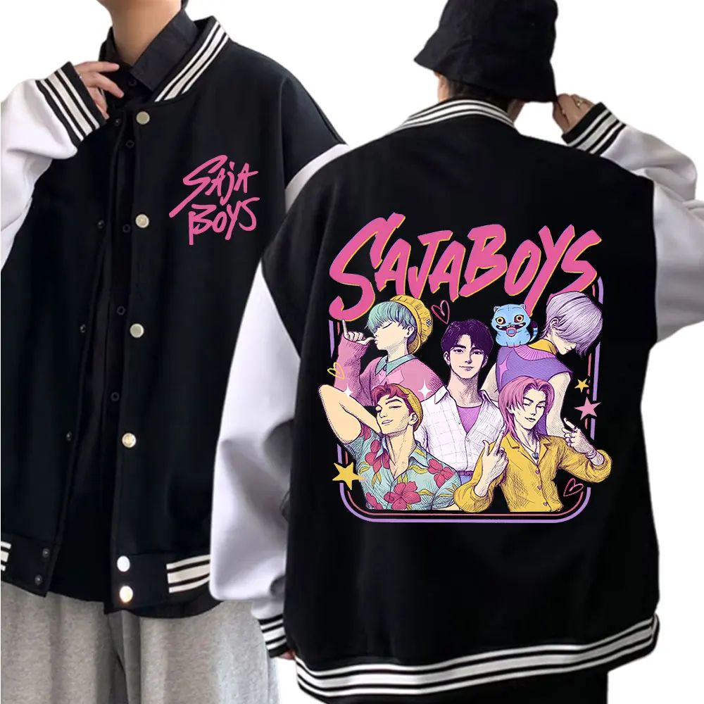 K-Pop Demon Hunters Barn Baseball Jacka Huntrix Grupp Topp Anime Y2K Streetwear Bomber Jacka För Pojkar & Flickor?? Black 160