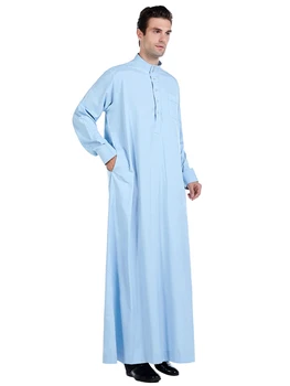 Muslim Men Jubba Thobe Islamic Clothing Ramadan Mens Abaya dress Long Robe Saudi Wear Musulman