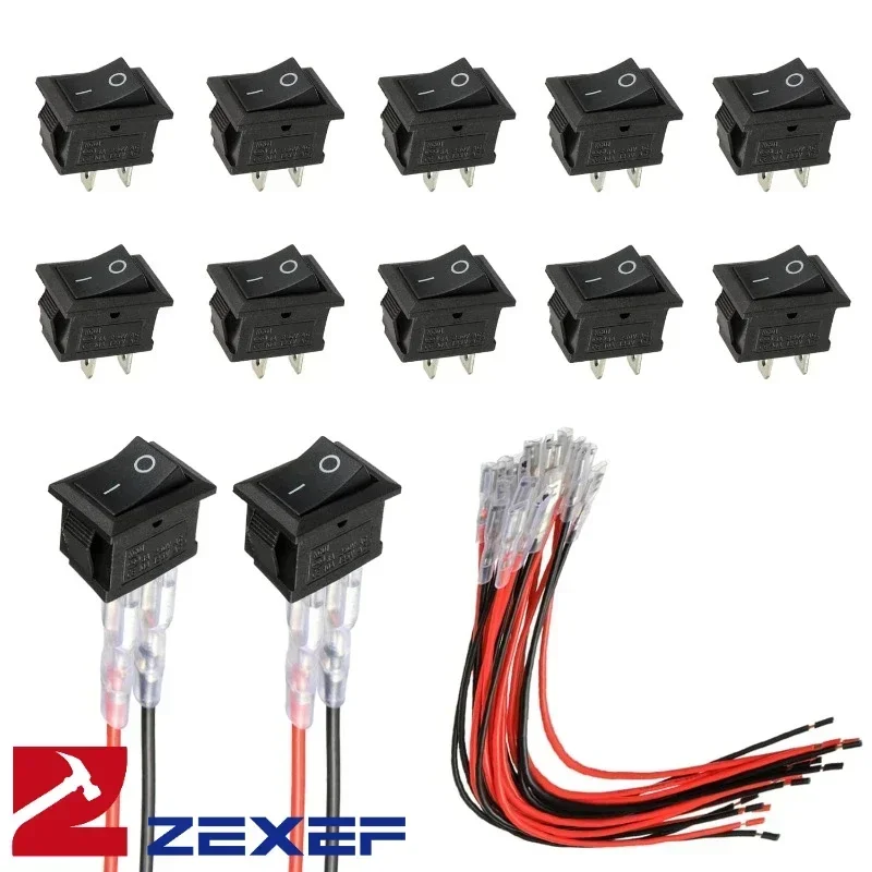 ZEXEF Mini Rocker Switch 12V ON Off สลับสวิทช์ Pre-Wired 6A/250V 10A/125V AC 12V DC สวิทช์ไฟฟ้าสําหรับ DIY ใช้ 1