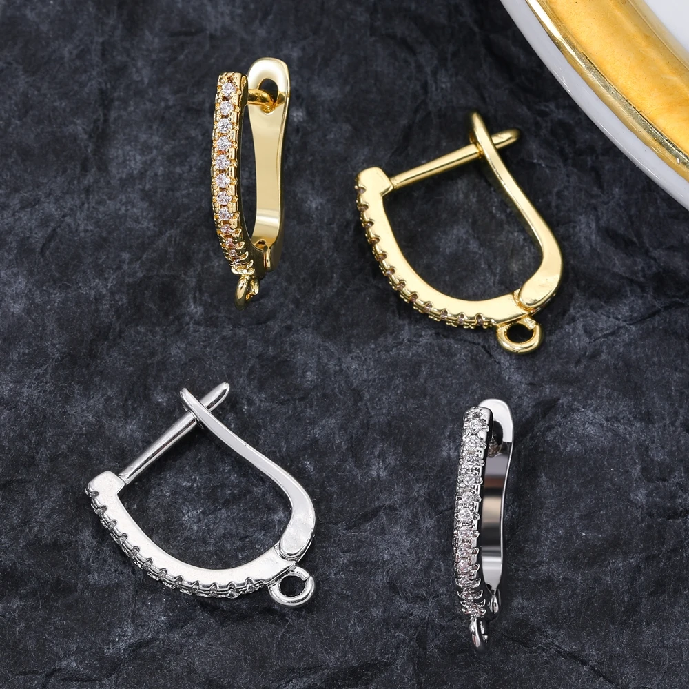 Juya 18 Karat vergoldet versilbert Anti-Allergie Schwenzy Verschluss Ohr draht Stiche hand gefertigte Damen ohrringe machen Zubehör liefern – Detail 1