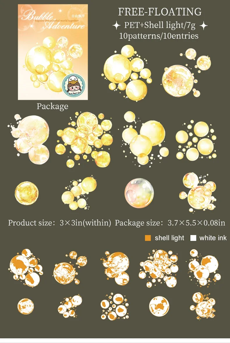JIANWU Bubble Adventure Series Dream Bubble Landscaping Material Collage PET Sticker Creative DIY Journal Stationery