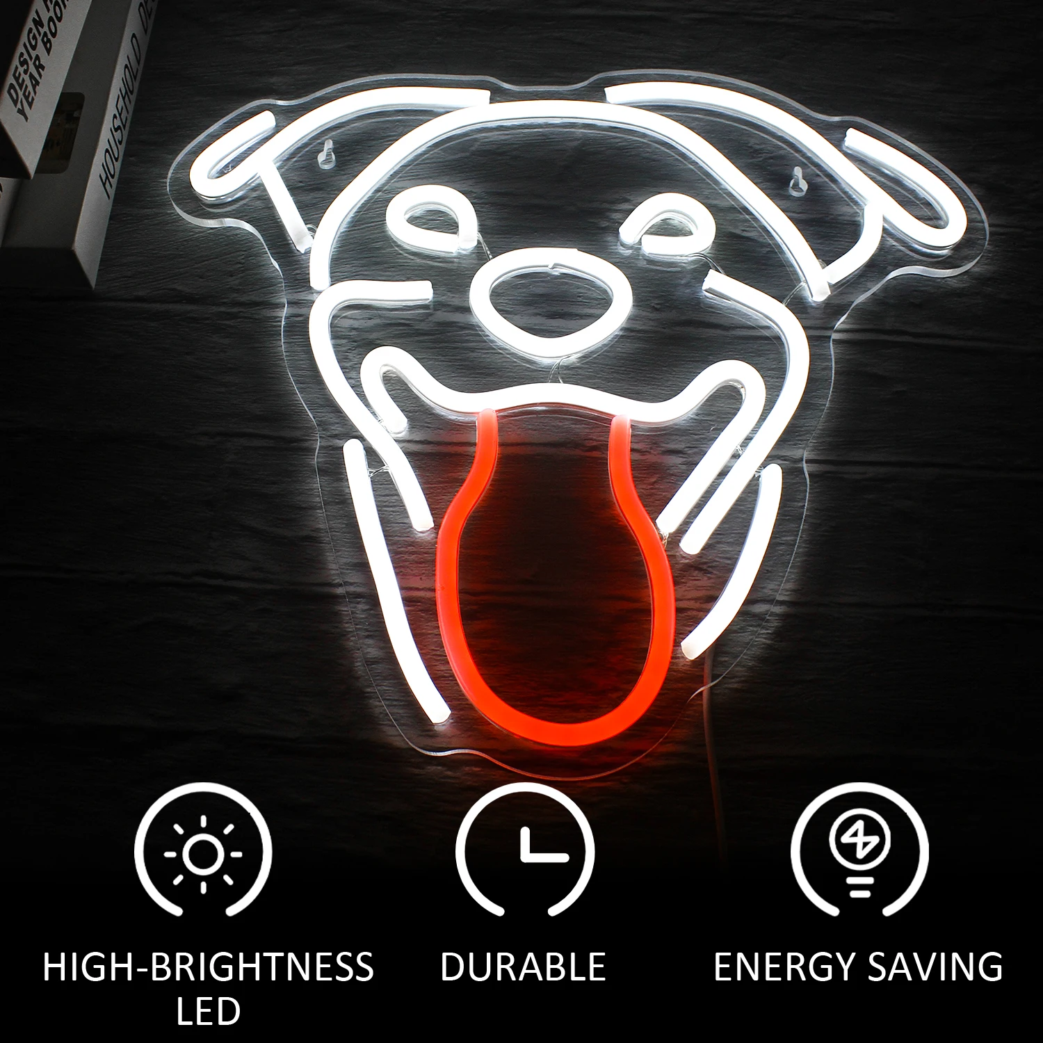 Description Picture 4 of itemCut Dog Neon Led Sign Wall Decor Puppy White Red LED Lights USB Powered Signs For Pet Shop Business Light Kids Room Decoration