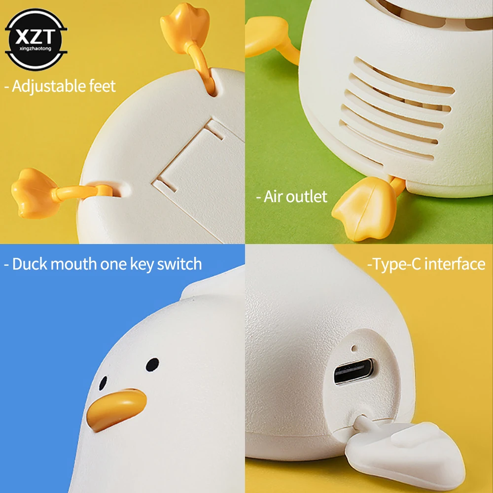 Portable Neck Fan Cartoon Duck USB Rechargeable Fan Mini Desktop Office Desktop Student Outdoor
