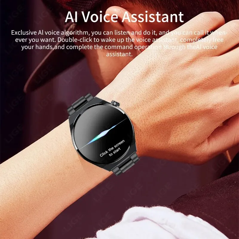 LIGE Smart Watch For Men 2024 Bluetooth Answer Calls Waterproof Watches Sports Fitness Tracker Men Smartwatch Relogio Masculino