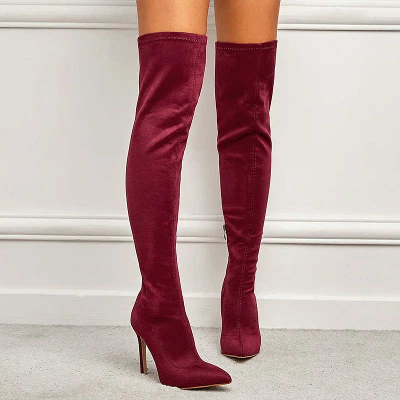 

Boots Flat Platform Brand Women's Shoes Sexy Thigh High Heels High Sexy Boots-Women Round Toe Zipper Clogs Fashion Pointy Large
