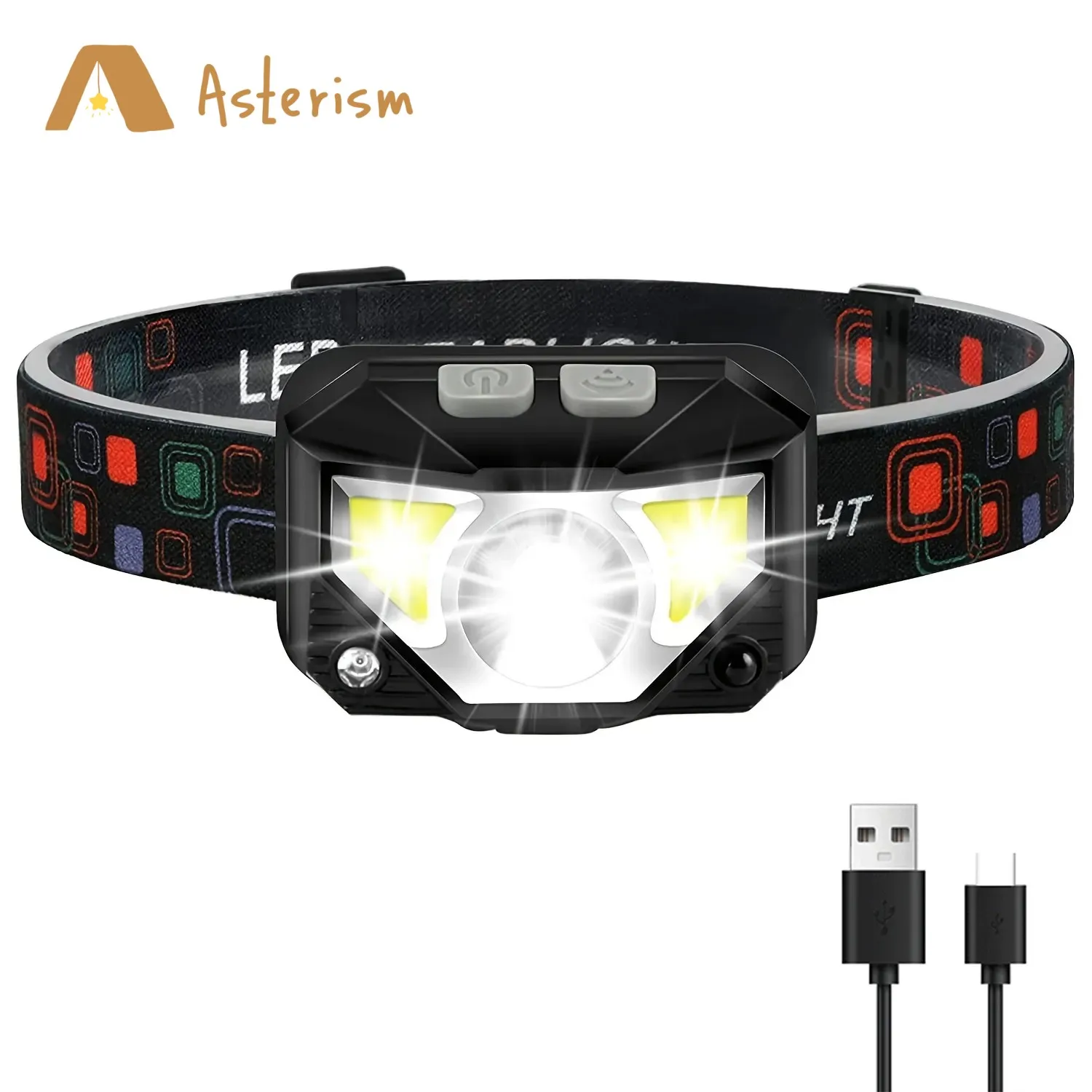 1200 Lumen Bright Headlamp Flashlight LED Rechargeable Headlight Red Light Waterproof Motion Sensor Head Lamp Fishing Head Light
