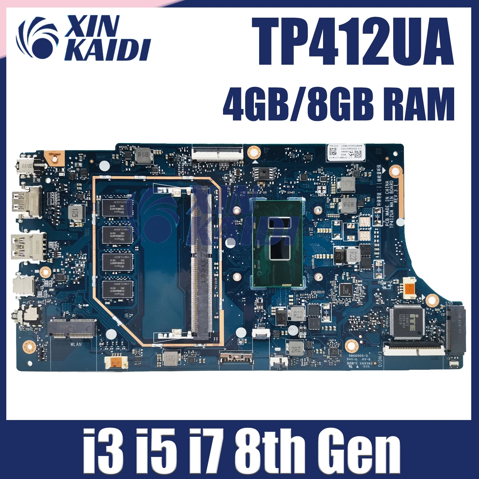 

TP412UA Laptop Motherboard For ASUS Vivobook Flip 14 TP412 TP412U TP412UAF Mainboard With I3 I5 I7-8550U 4G/8G RAM 100% Test OK