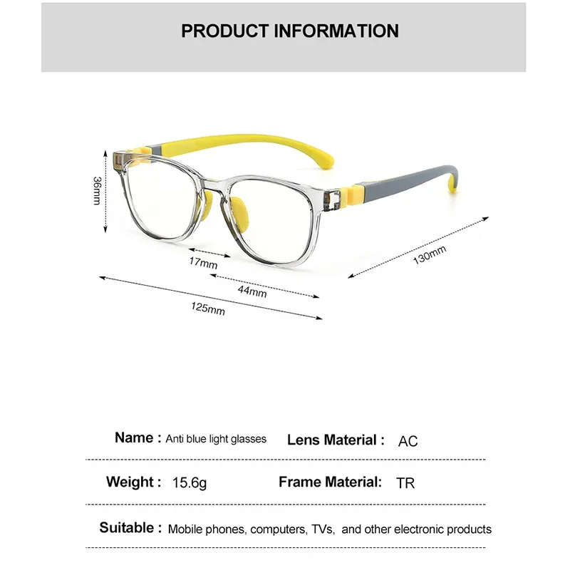 Anti Blue Light Kids Glasses Square Children Boy Girls Computer Optical Frame Reflective Blocking Eyeglasses Filter TR90 Frame 5