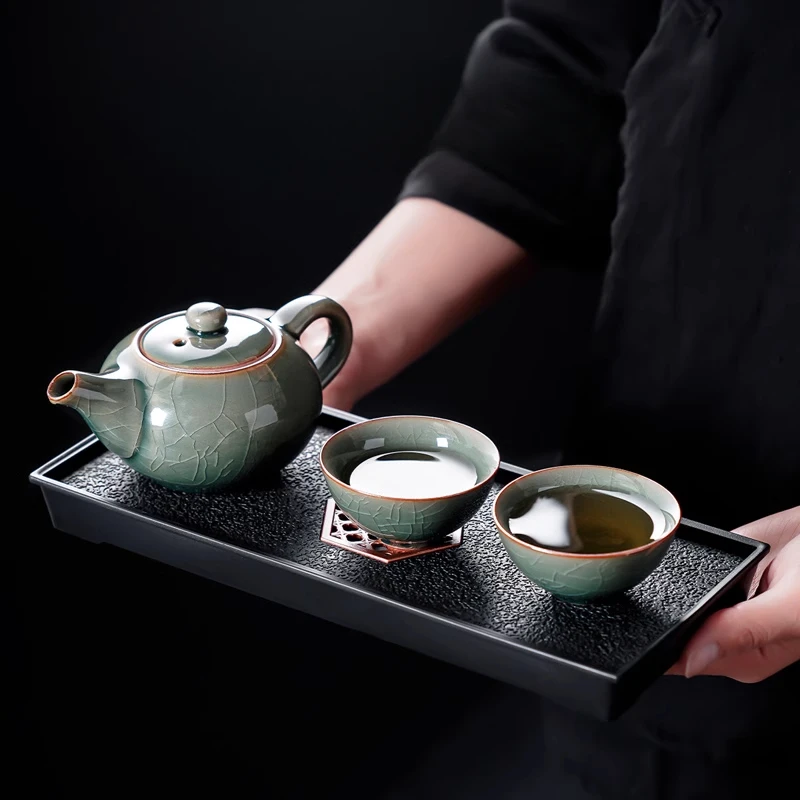Kung Fu Tea Set Home One Pot Two Cups Tea Plate Small Ceramic Teapot Teacups Hotel Personal Small Sets Traveling