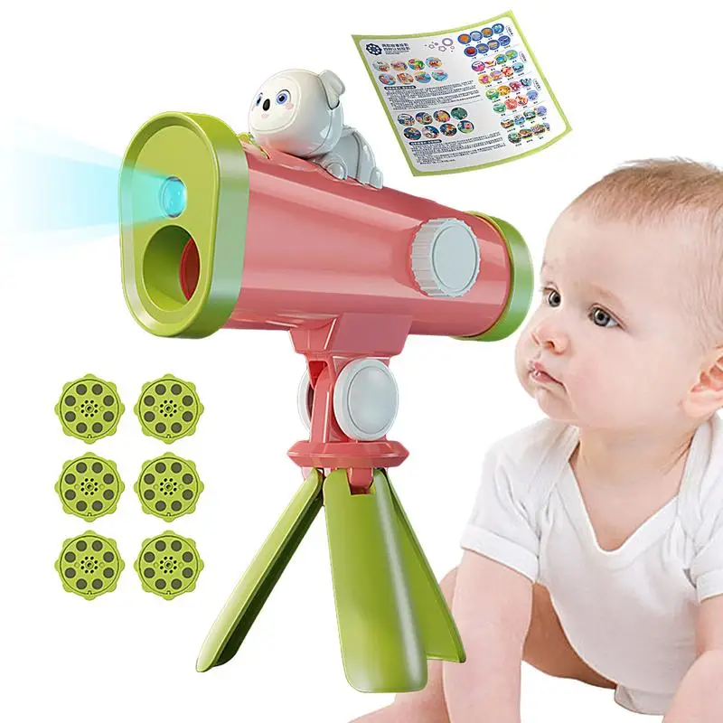

Flashlight Projector For Kids 2 In 1 Hand-Cranke Flashlight Projector With Tripod Developmental Educational Toys Aged 3-7
