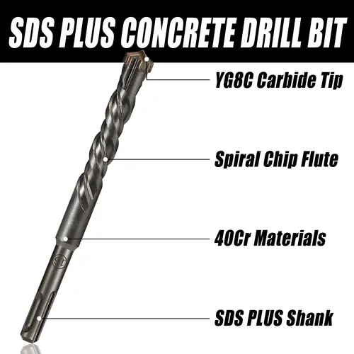 Extended Cross Electric Hammer Drill 110-500mm SDS Plus Through Wall Reinforced Concrete Hard Alloy Four Blade Impact Drill Bit - Image 3
