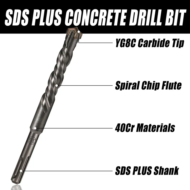 Extended Cross Electric Hammer Drill 110-500mm SDS Plus Through Wall Reinforced Concrete Hard Alloy Four Blade Impact Drill Bit - Image 3