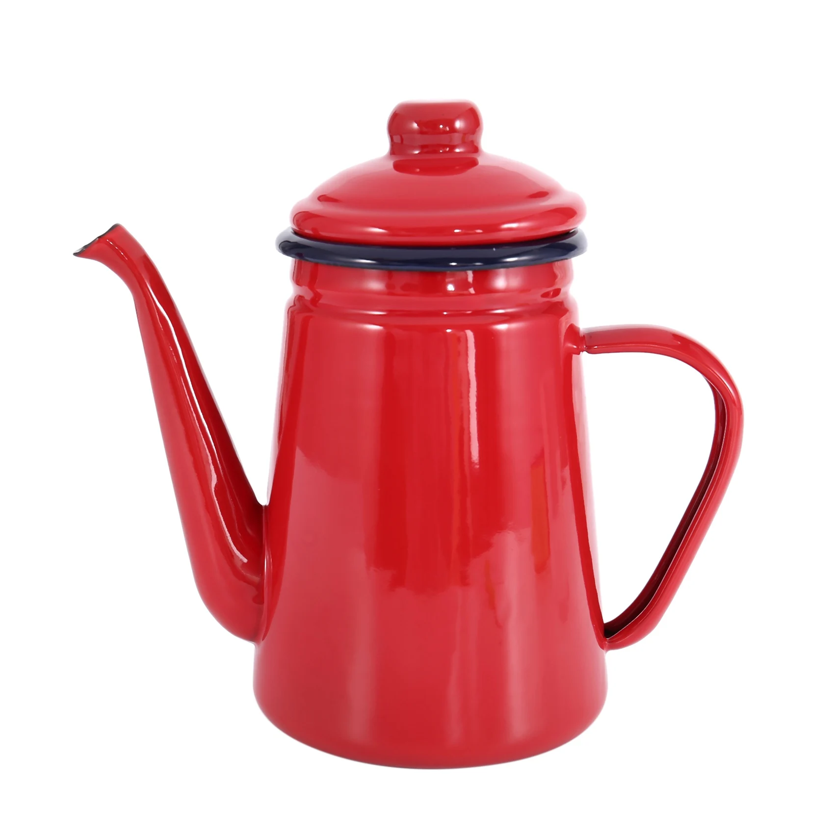 

1.1L High-Grade Enamel Coffee Pot Pour over Milk Water Jug Pitcher Barista Teapot Kettle for Gas Stove and Induction Cooker Red