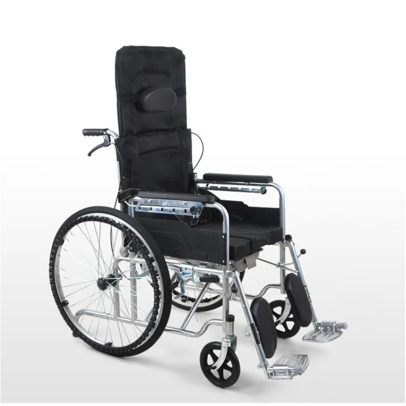 Double Brake Lightweight Disabled Lying Completely Wheelchair Foldable Multi-Functional Portable Trolley Walker For The Elderly