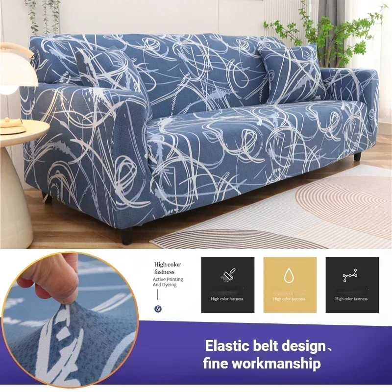 1/2/3/4 Seater Printed Sofa Cover Stretch Couch Cover Sofa Slipcovers  for Living Room Hotel Washable Furniture Protector, 1PC 3