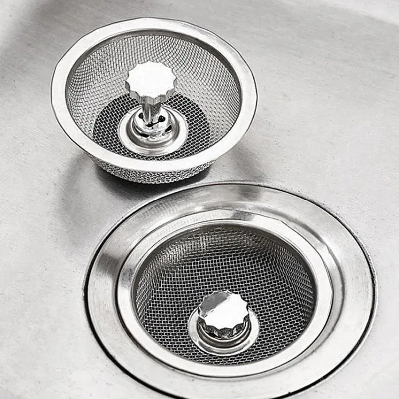 Kitchen Sink Filter Stainless Steel Sink Sewer Mesh Strainer Hair Catcher Waste Plug Filter