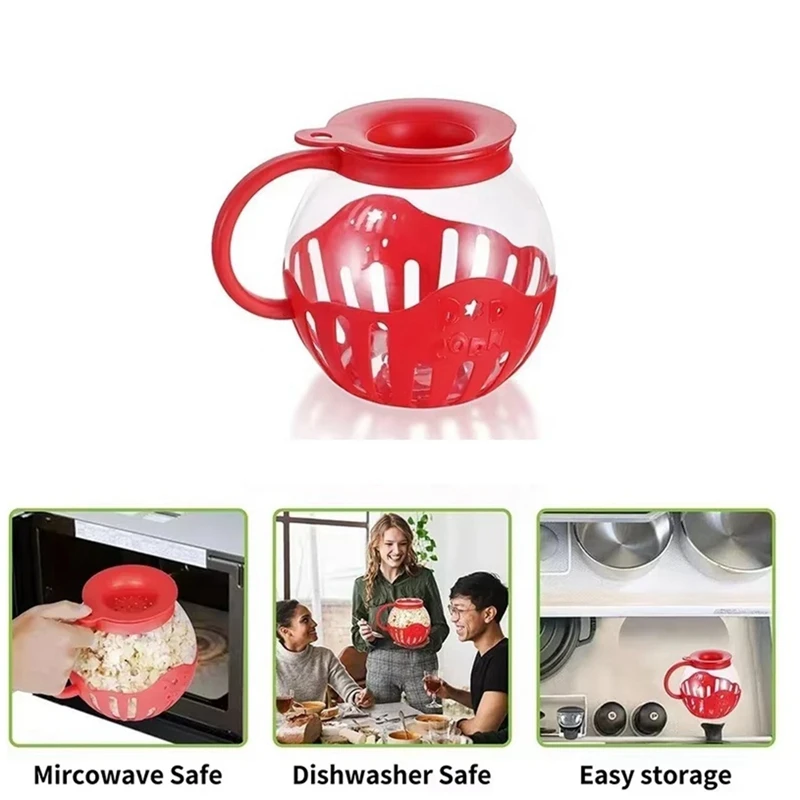 Microwave Popcorn Maker Bucket Microwave Bowl Mini Machine Safe Silicone Lid Popcorn Maker